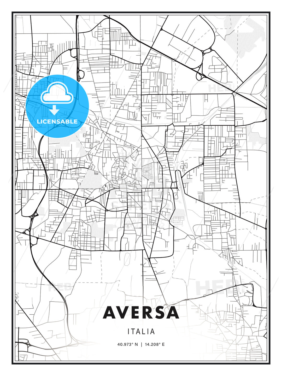 Aversa, Italy, Modern Print Template in Various Formats - HEBSTREITS Sketches