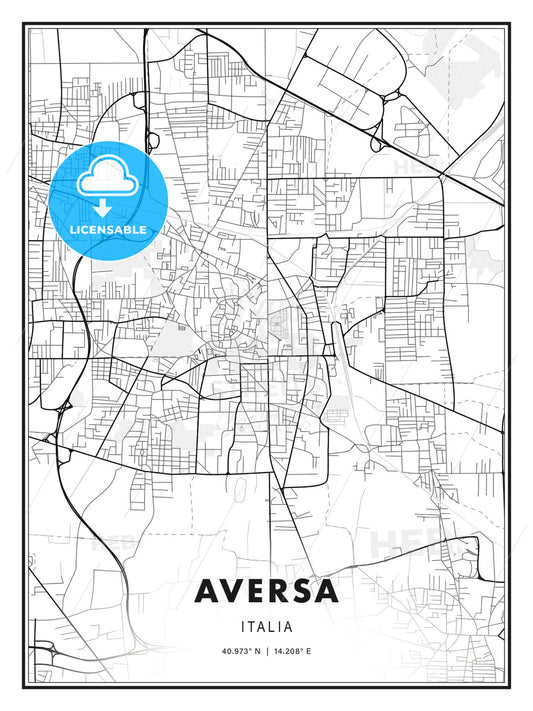 Aversa, Italy, Modern Print Template in Various Formats - HEBSTREITS Sketches