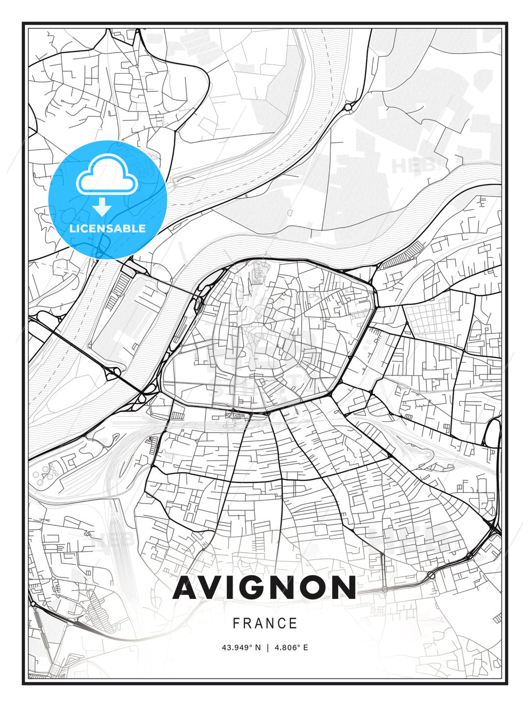 Avignon, France, Modern Print Template in Various Formats - HEBSTREITS Sketches