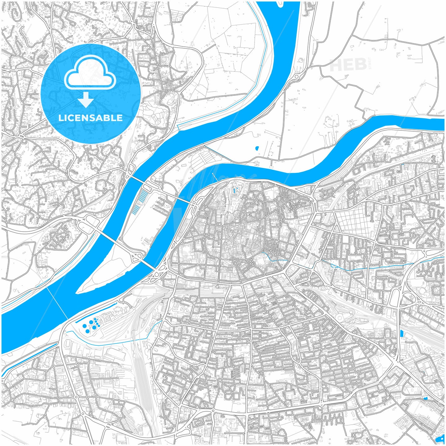 Avignon, Vaucluse, France, city map with high quality roads.