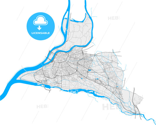 Avignon, Vaucluse, France, high quality vector map