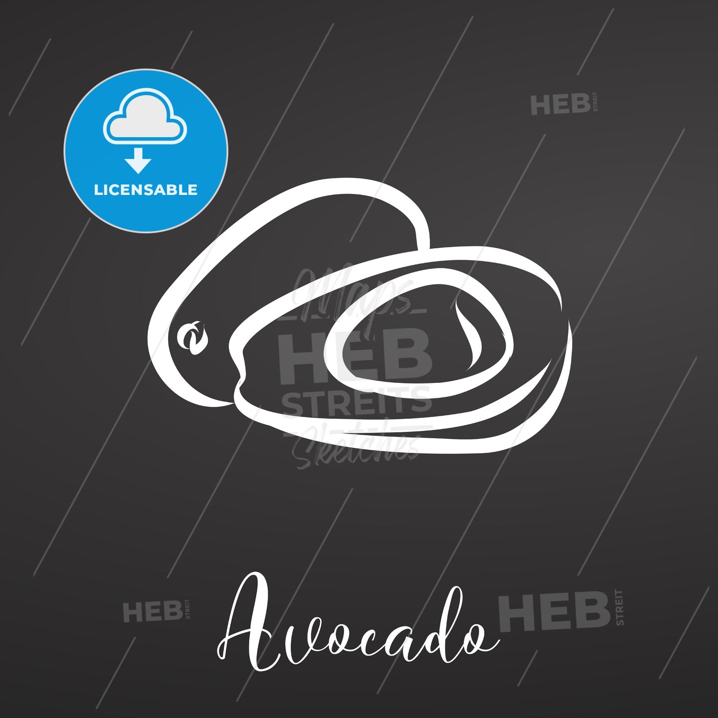 Avocado Illustration on Backboard – instant download