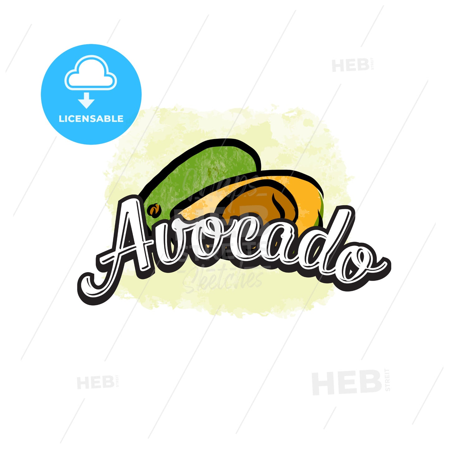 Avocado colorful label sign – instant download