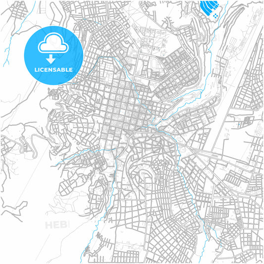 Ayacucho, Peru, city map with high quality roads.