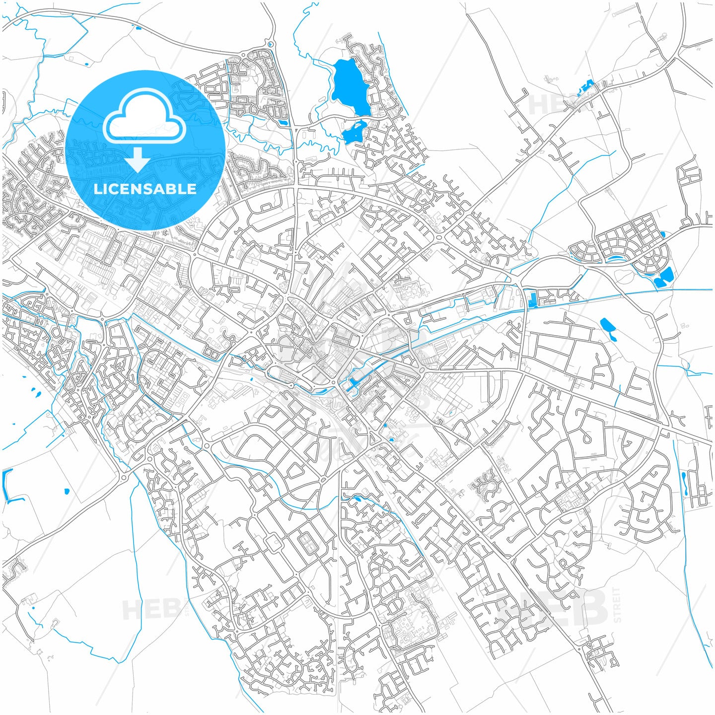 Aylesbury, South East England, England, city map with high quality roads.