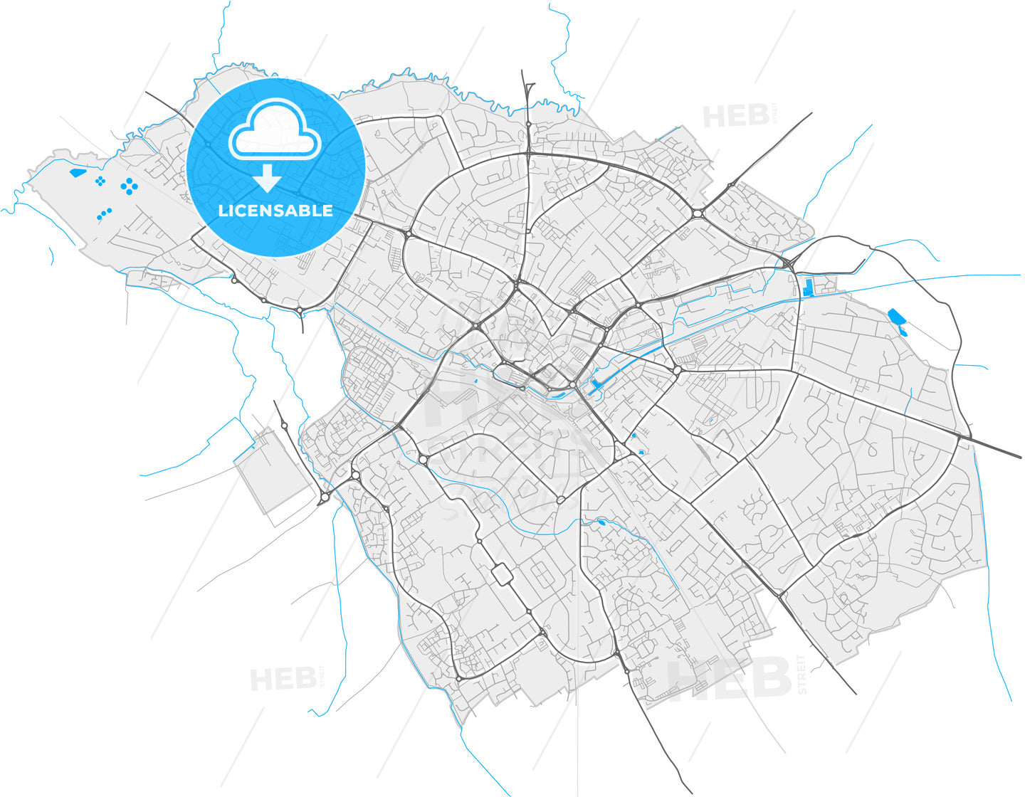 Aylesbury, South East England, England, high quality vector map