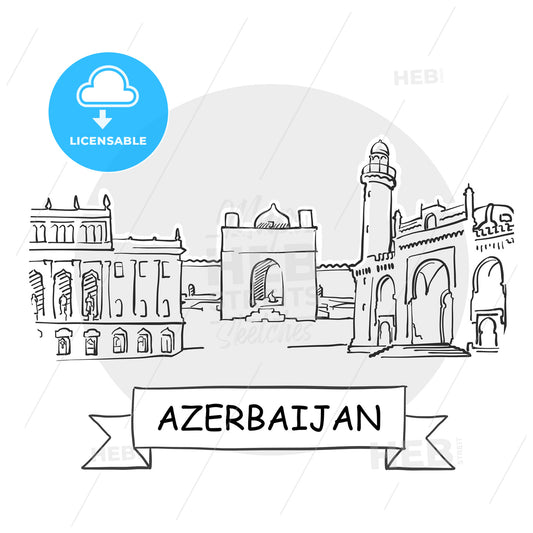 Azerbaijan hand-drawn urban vector sign – instant download