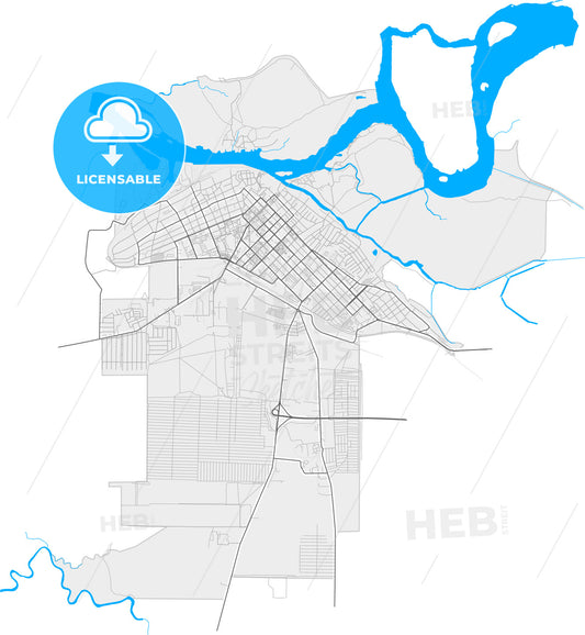 Azov, Rostov Oblast, Russia, high quality vector map