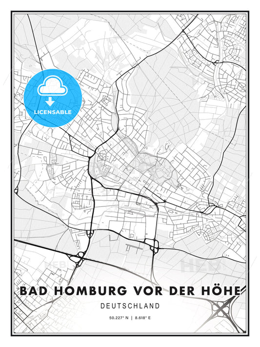 BAD HOMBURG VOR DER HÖHE / Bad Homburg vor der Hohe, Germany, Modern Print Template in Various Formats - HEBSTREITS Sketches