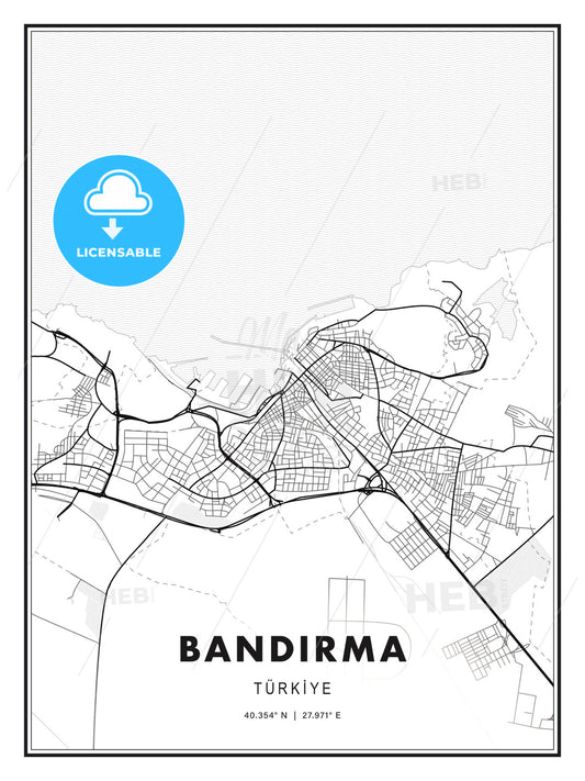 BANDIRMA / Bandırma, Turkey, Modern Print Template in Various Formats - HEBSTREITS Sketches
