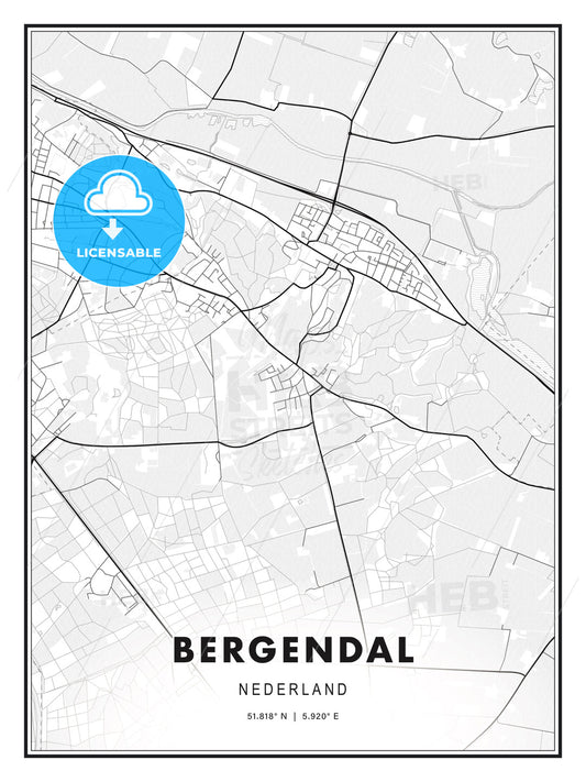 BERGENDAL / Berg en Dal, Netherlands, Modern Print Template in Various Formats - HEBSTREITS Sketches