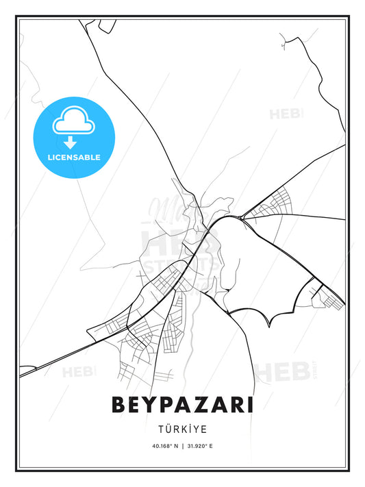 BEYPAZARI / Beypazarı, Turkey, Modern Print Template in Various Formats - HEBSTREITS Sketches