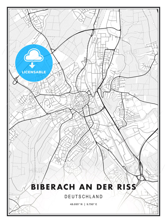 BIBERACH AN DER RISS / Biberach an der Riß, Germany, Modern Print Template in Various Formats - HEBSTREITS Sketches
