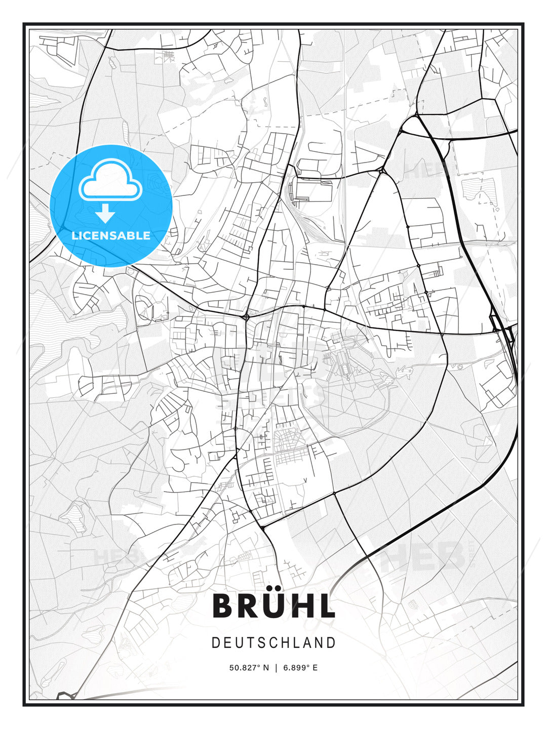 BRÜHL / Bruhl, Germany, Modern Print Template in Various Formats - HEBSTREITS Sketches