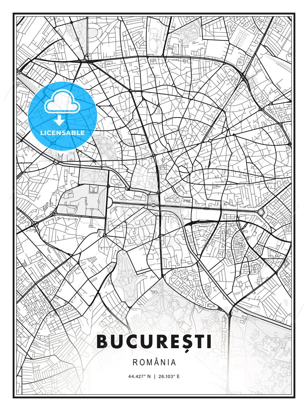 BUCUREŞTI / Bucharest, Romania, Modern Print Template in Various Formats - HEBSTREITS Sketches