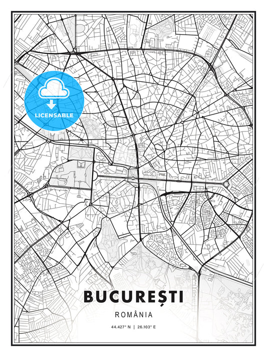 BUCUREŞTI / Bucharest, Romania, Modern Print Template in Various Formats - HEBSTREITS Sketches