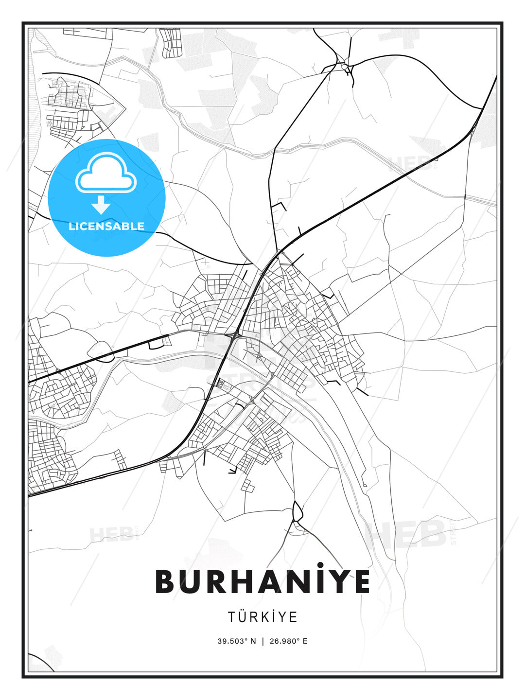 BURHANİYE / Burhaniye, Turkey, Modern Print Template in Various Formats - HEBSTREITS Sketches