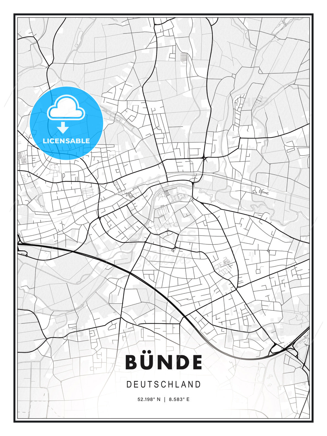 BÜNDE / Bunde, Germany, Modern Print Template in Various Formats - HEBSTREITS Sketches
