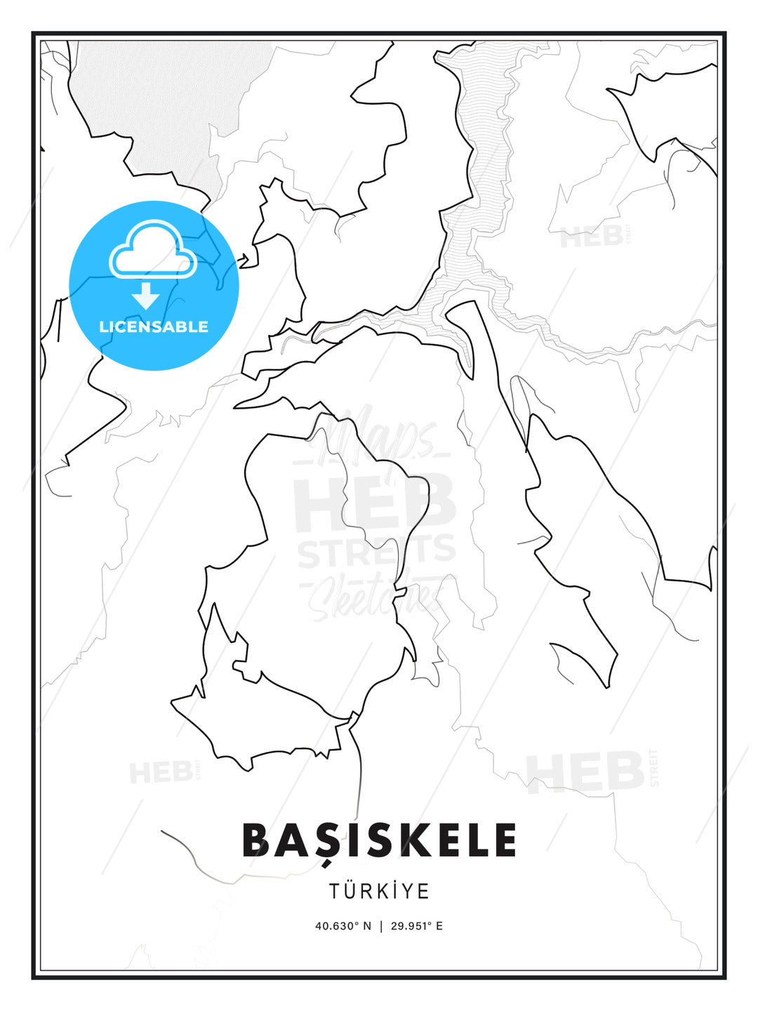 Başiskele, Turkey, Modern Print Template in Various Formats - HEBSTREITS Sketches