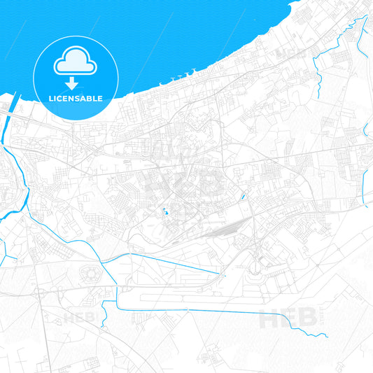 Bab Ezzouar, Algeria PDF vector map with water in focus