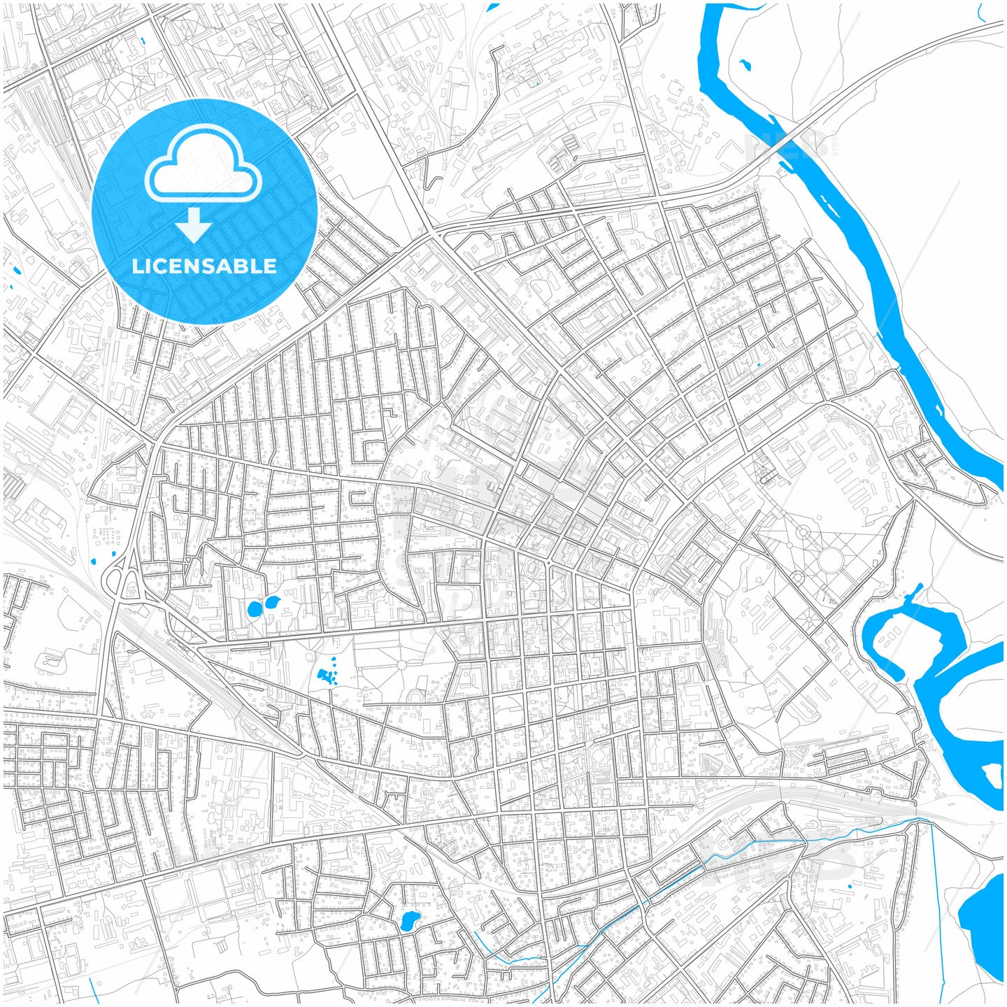 Babruysk, Voblasć, Belarus, city map with high quality roads.