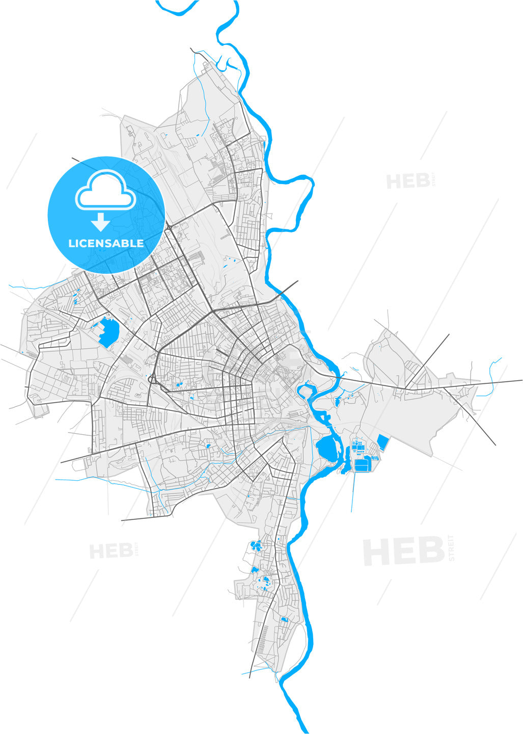 Babruysk, Voblasć, Belarus, high quality vector map