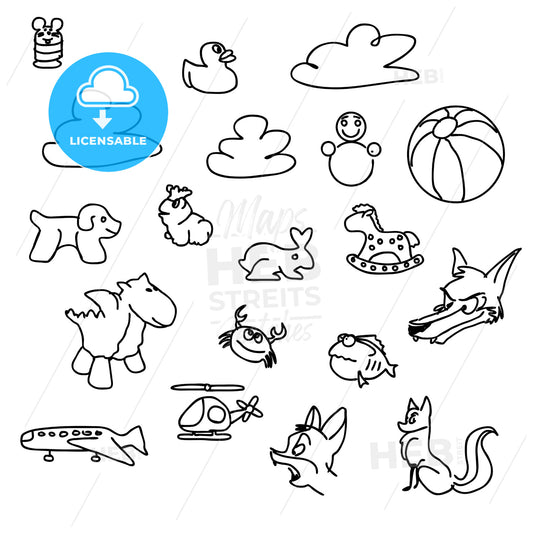 Baby game Doodles Sketched Vector Art – instant download
