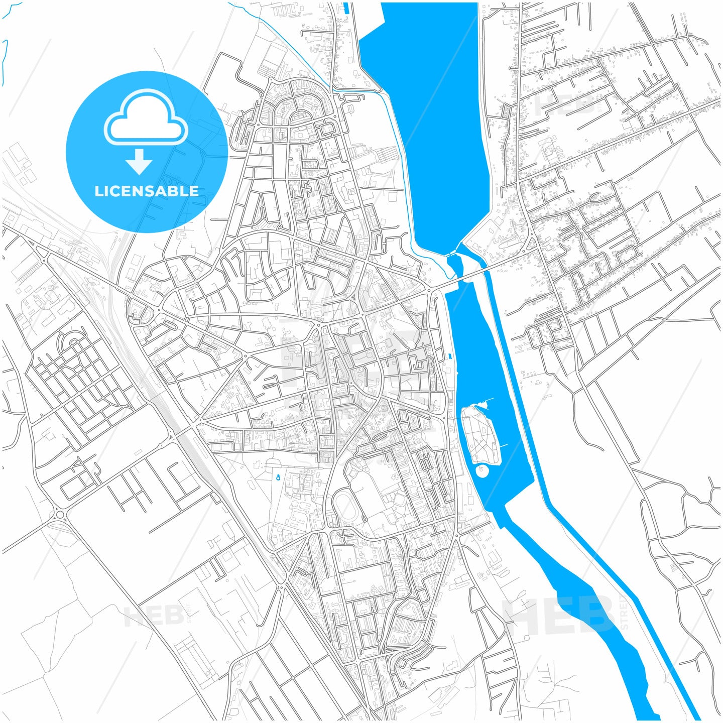 Bacău, Bacău, Romania, city map with high quality roads.