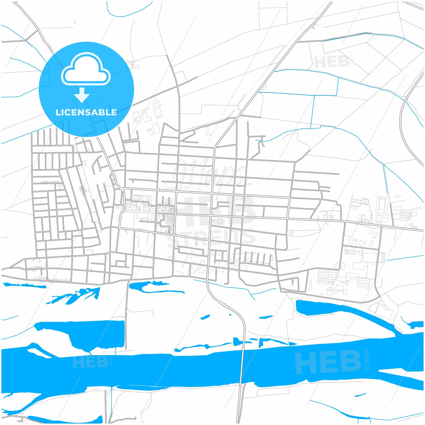 Bačka Palanka, South Bačka, Serbia, city map with high quality roads.