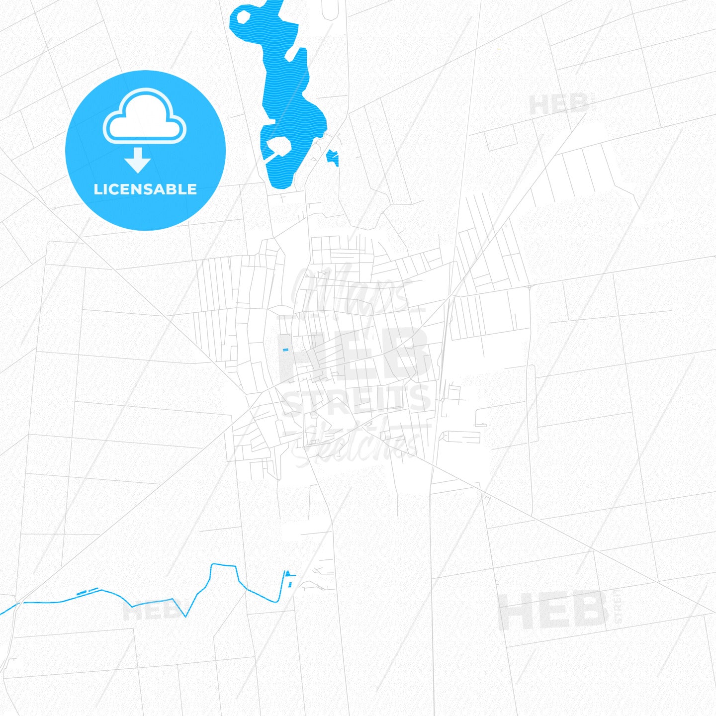 Bačka Topola, Serbia PDF vector map with water in focus
