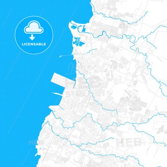 Bacolod, Philippines PDF vector map with water in focus