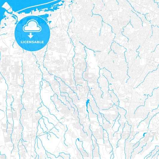 Bacoor, Philippines PDF vector map with water in focus