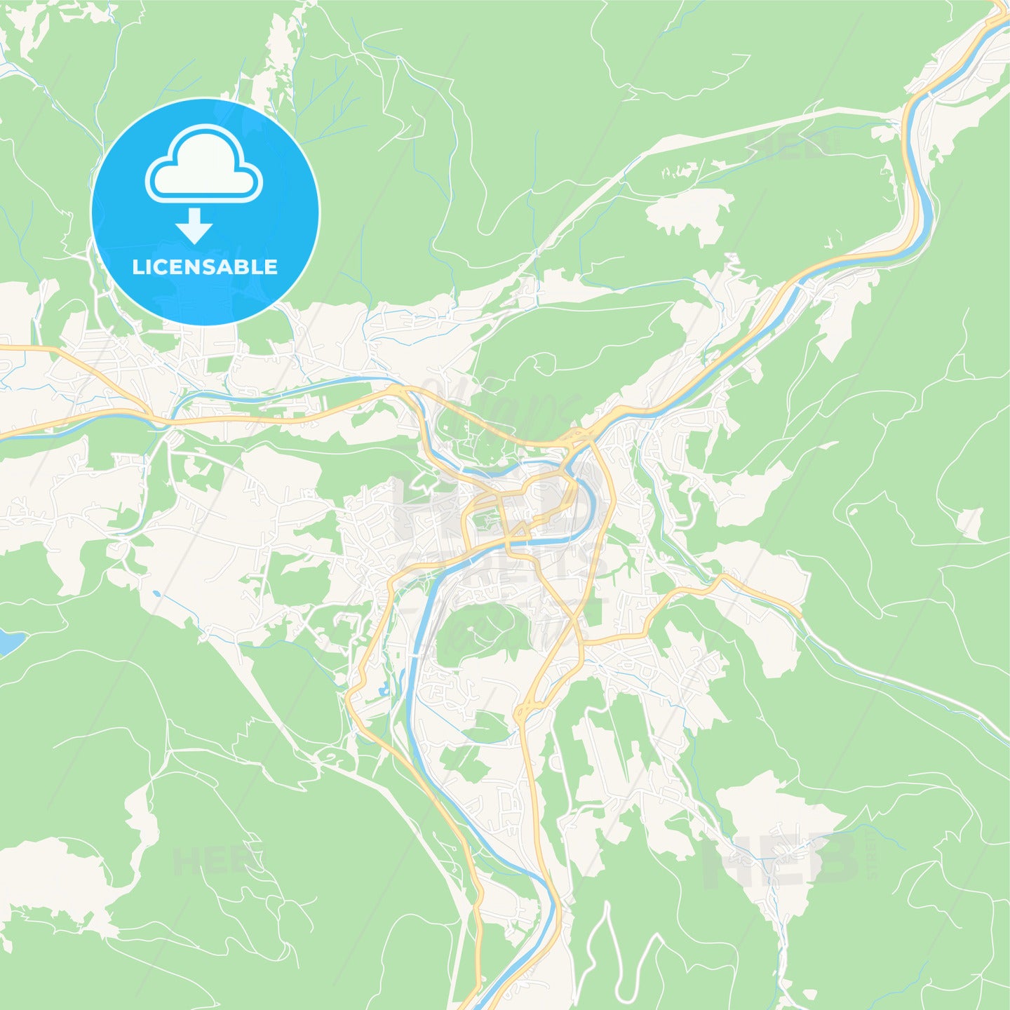 Bad Ischl, Austria Vector Map - Classic Colors
