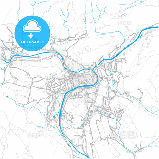 Bad Ischl, Upper Austria, Austria, city map with high quality roads.