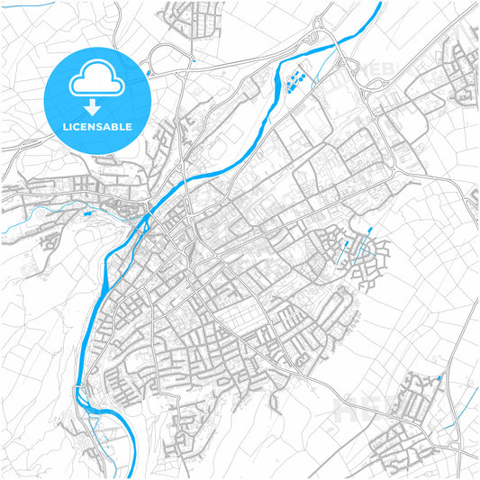 Bad Kreuznach, Rheinland-Pfalz, Germany, city map with high quality roads.