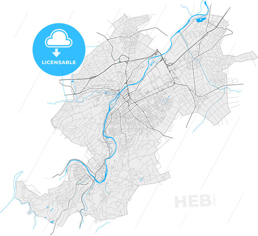 Bad Kreuznach, Rheinland-Pfalz, Germany, high quality vector map