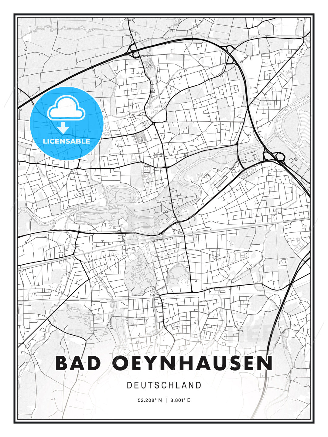 Bad Oeynhausen, Germany, Modern Print Template in Various Formats - HEBSTREITS Sketches