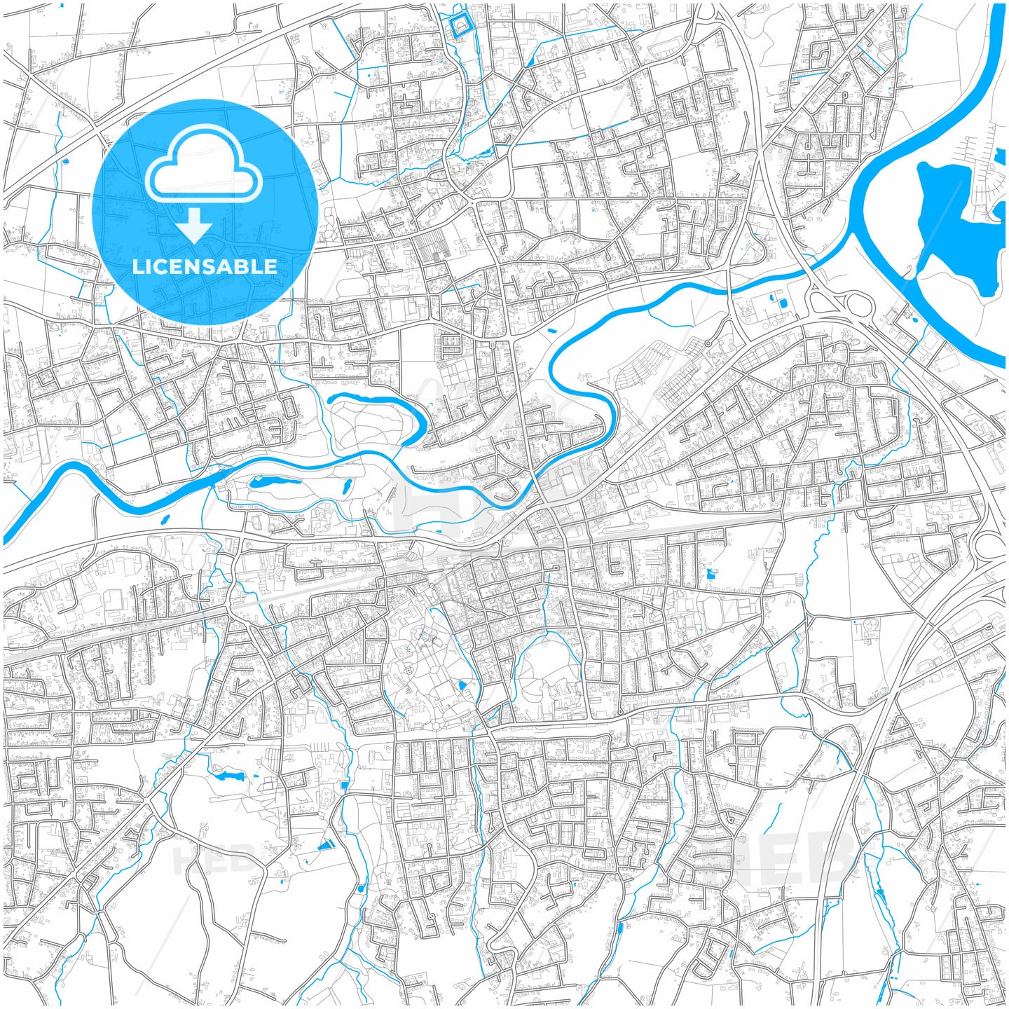 Bad Oeynhausen, North Rhine-Westphalia, Germany, city map with high quality roads.