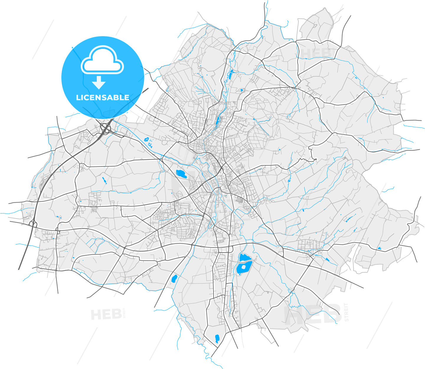 Bad Salzuflen, North Rhine-Westphalia, Germany, high quality vector map