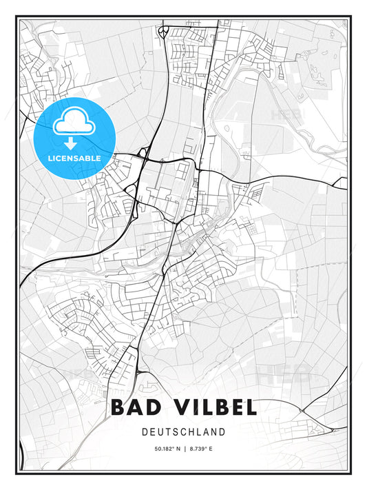 Bad Vilbel, Germany, Modern Print Template in Various Formats - HEBSTREITS Sketches