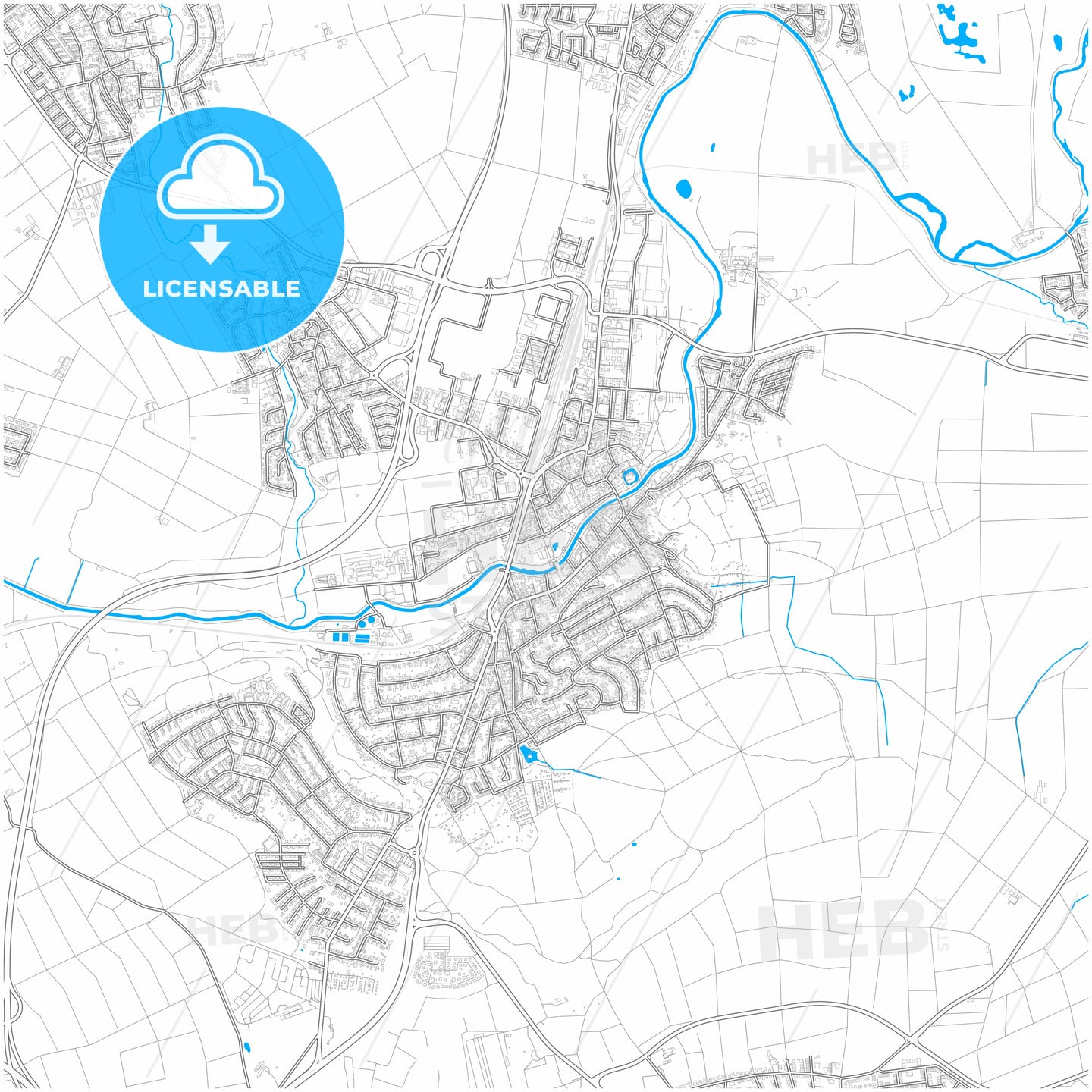 Bad Vilbel, Hesse, Germany, city map with high quality roads.