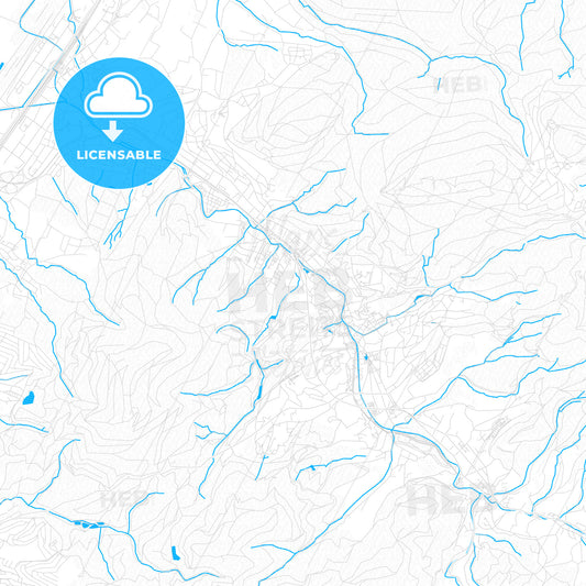 Baden-Baden, Germany PDF vector map with water in focus