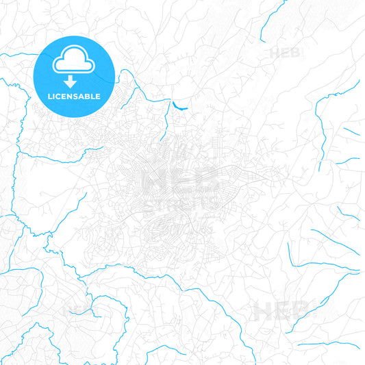 Bafoussam, Cameroon PDF vector map with water in focus