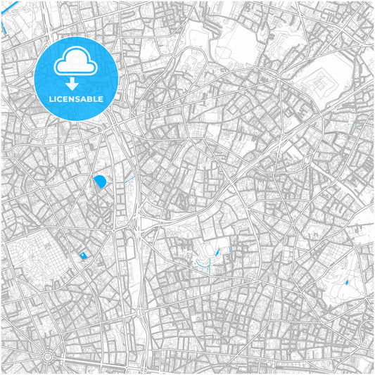 Bagnolet, Seine-Saint-Denis, France, city map with high quality roads.