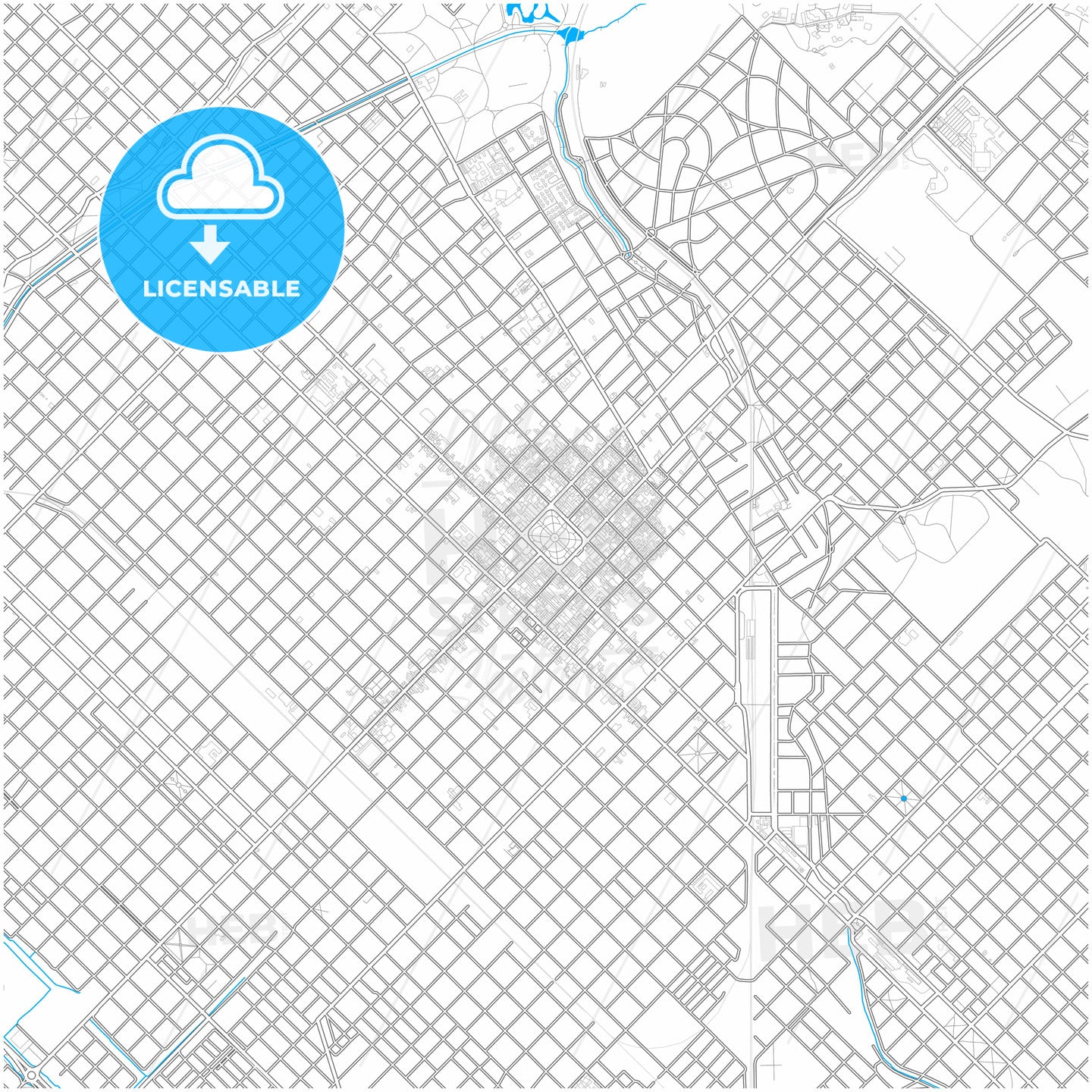 Bahia Blanca, Argentina, city map with high quality roads.