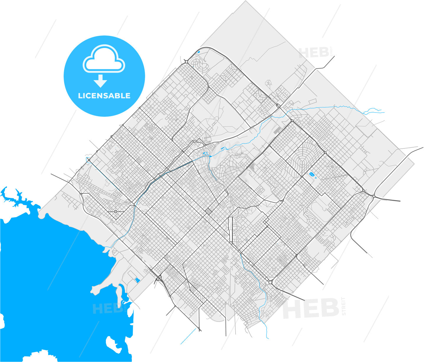 Bahia Blanca, Argentina, high quality vector map