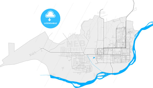 Baikonur, Kazakhstan, high quality vector map