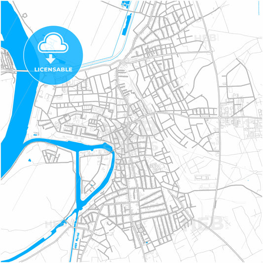 Baja, Bács-Kiskun, Hungary, city map with high quality roads.