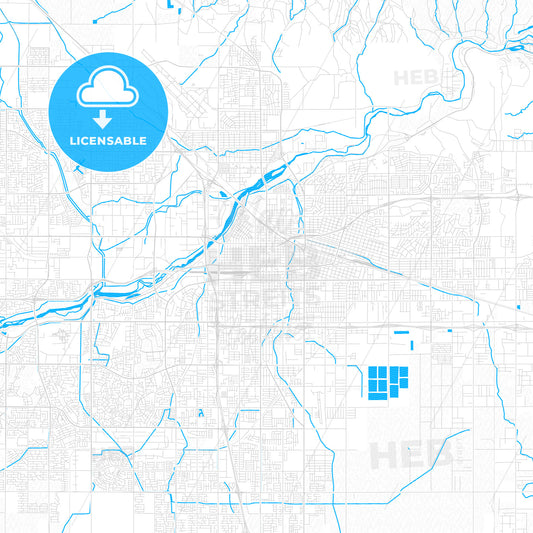 Bakersfield, California, United States, PDF vector map with water in focus