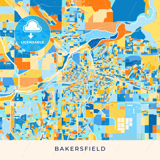 Bakersfield colorful map poster template